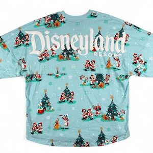 Disneyland Resort Shirt Womens XL Blue Christmas Spirit Jersey Long Sleeve